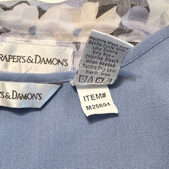 Draper's & Damon's Blouse & Tank Top Set Medium Textured Blue Floral Bell Sleeve - Picture 11 of 11